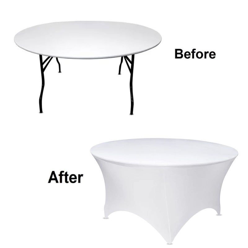 GFCC 5FT White Round Stretch Tablecloth 60 Inch Spandex Tablecloth Elastic Table Cover for Wedding Party Restaurant Fitted Table Cloth - Image 4